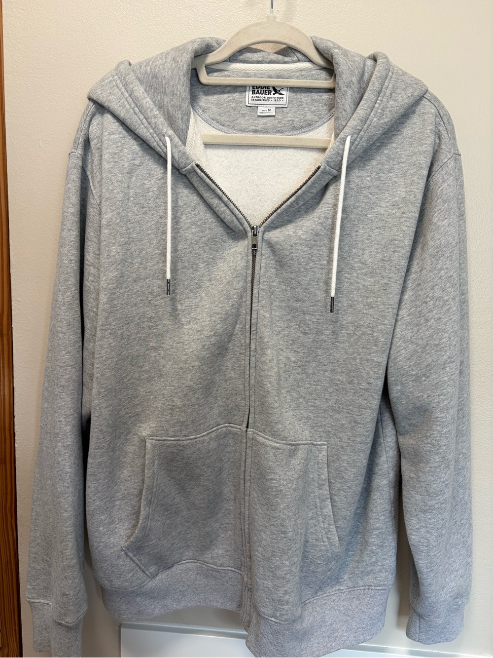 Eddie Bauer Light Gray Hooded Full-Zip Sweatshirt